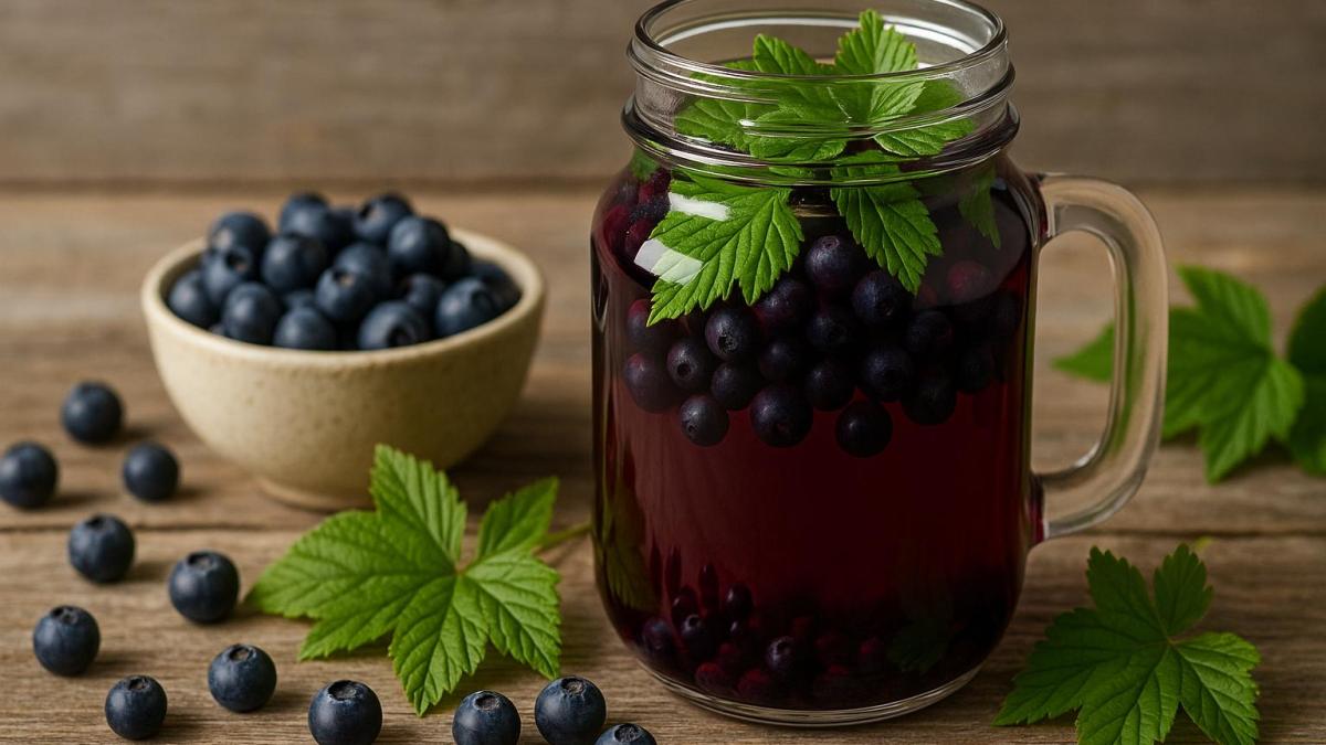 Компот из черники и листьев смородины Компот из черники и листьев смородины