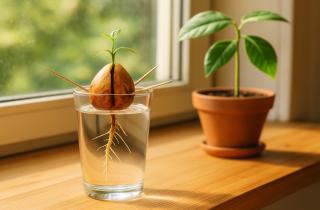 Косточку авокадо прорастили в воде с помощью зубочисток — Кузьмичева садовод