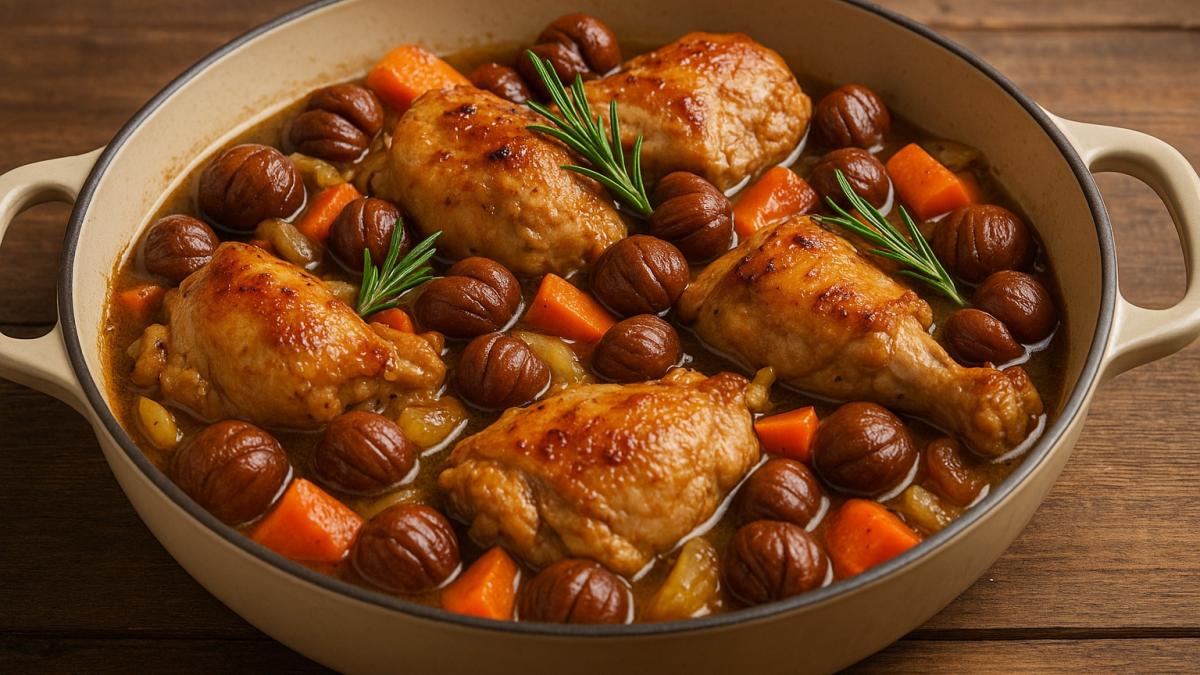 Жаркое из курицы с каштанами
