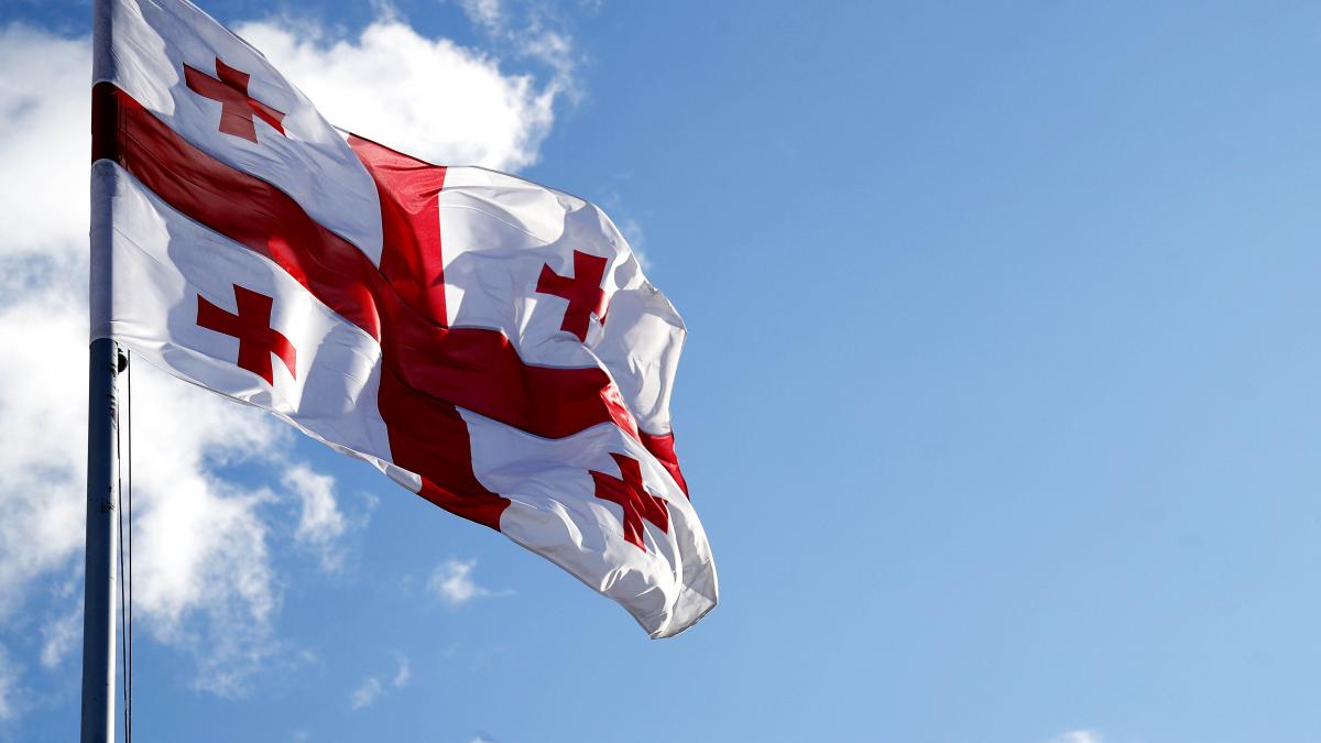 Flying Georgian Flag