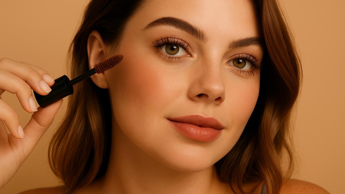 Девушка с коричневой тушью на ресницах