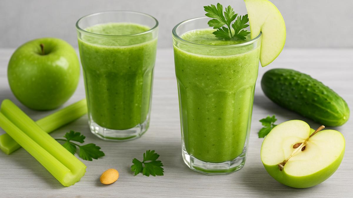 Зелёный коктейль с сельдереем и яблоком