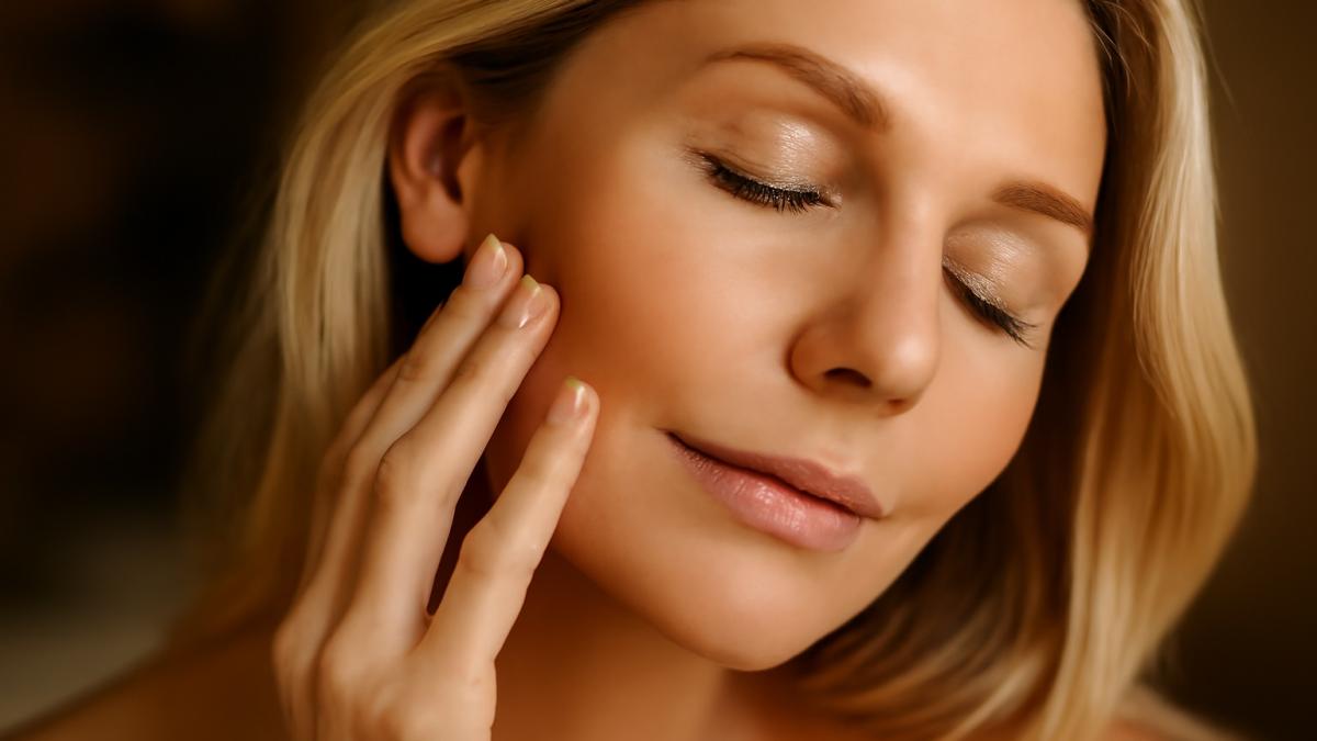 Женщина с ухоженной кожей лица Женщина с ухоженной кожей лица