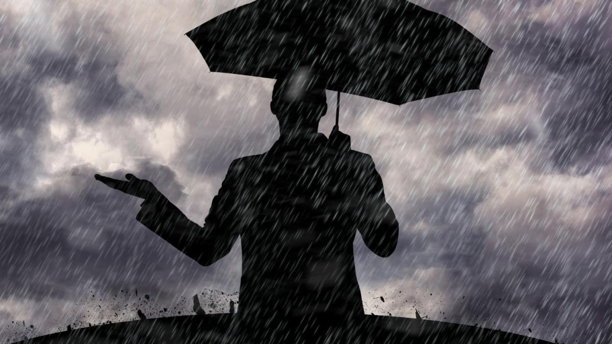 человек под дождём