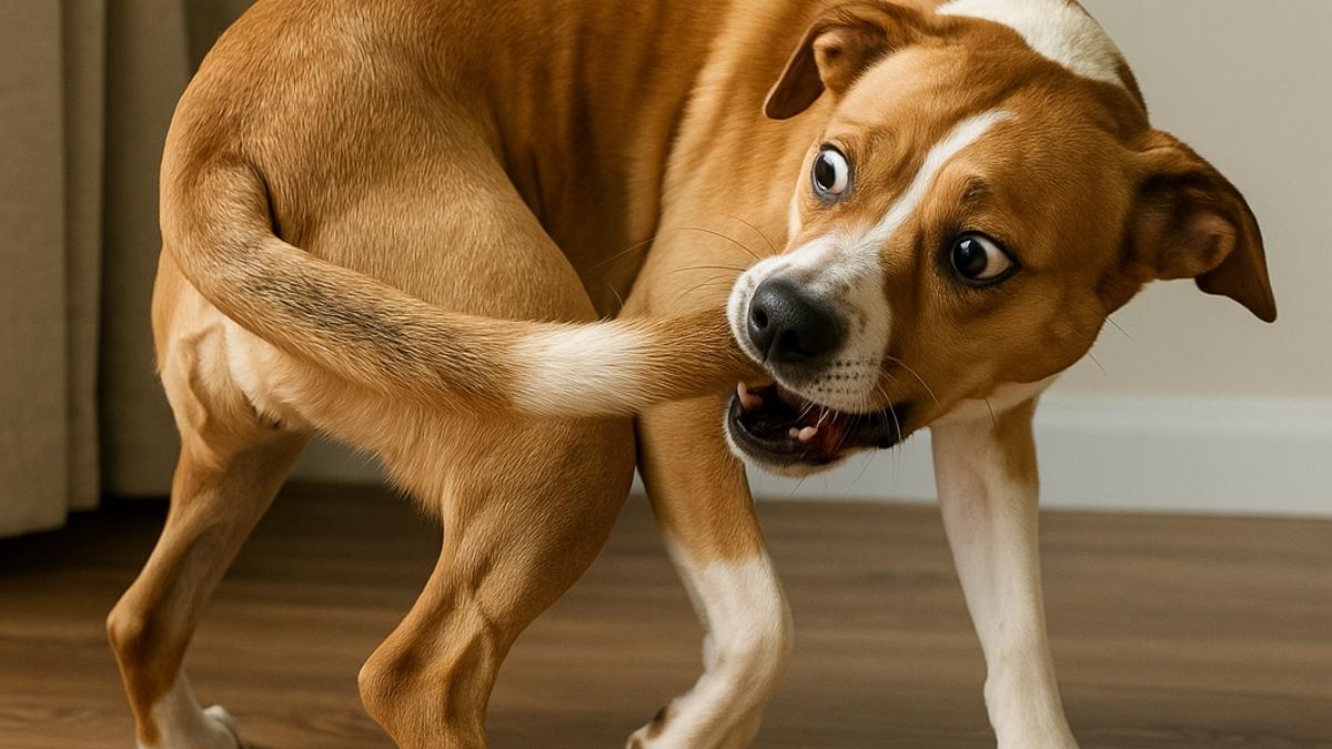 Собака гоняется за хвостом