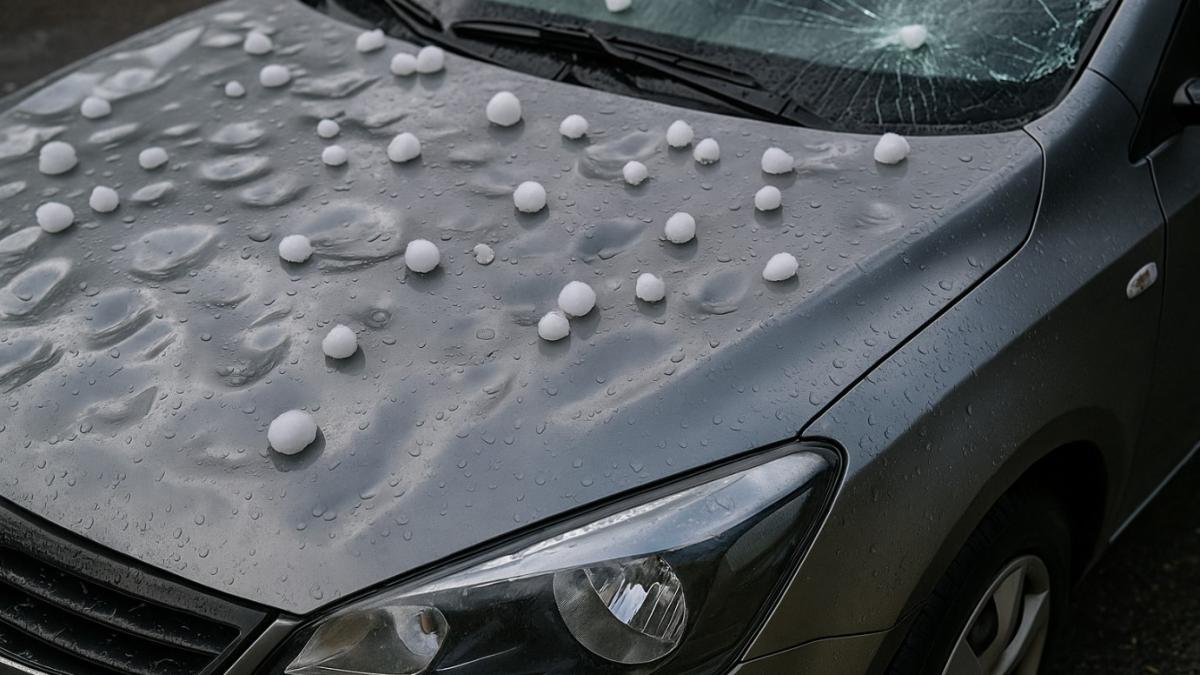 Град разбил автомобиль