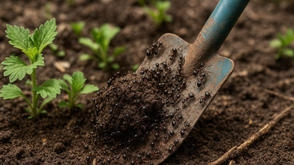 Муравьи на садовой грядке