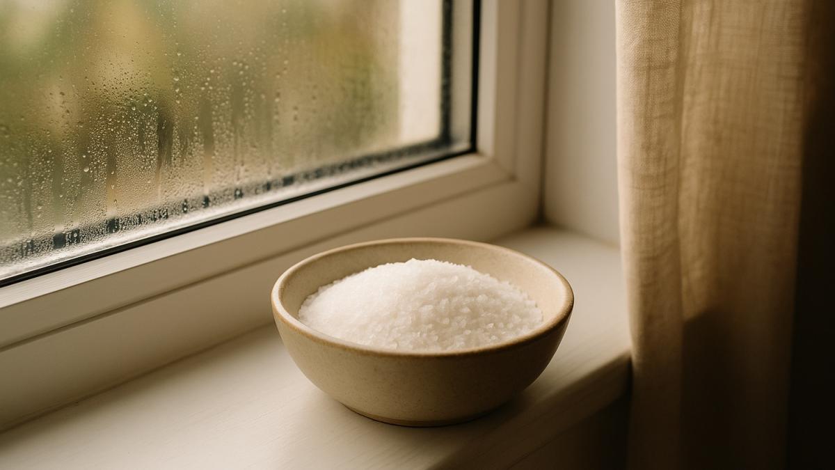 Красивая миска с солью у окна