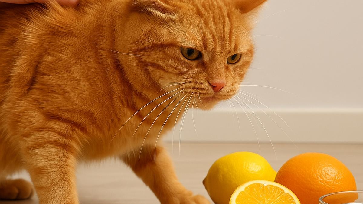 кот и цитрусовые
