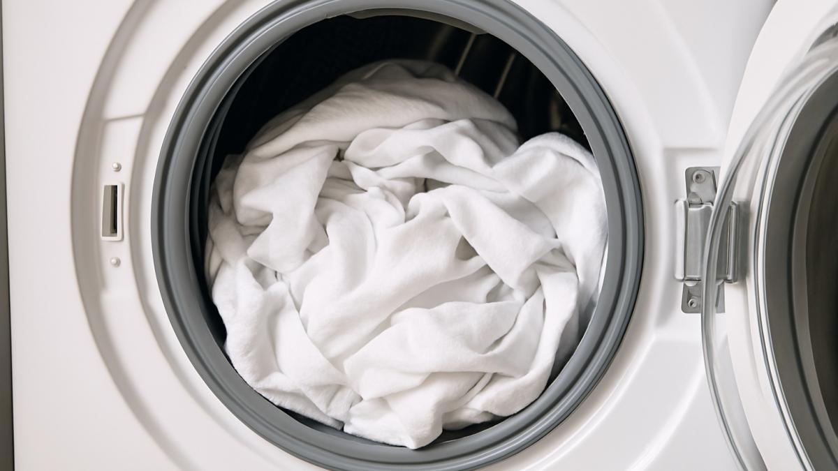 Белое бельё в стиральной машине Белое бельё в стиральной машине