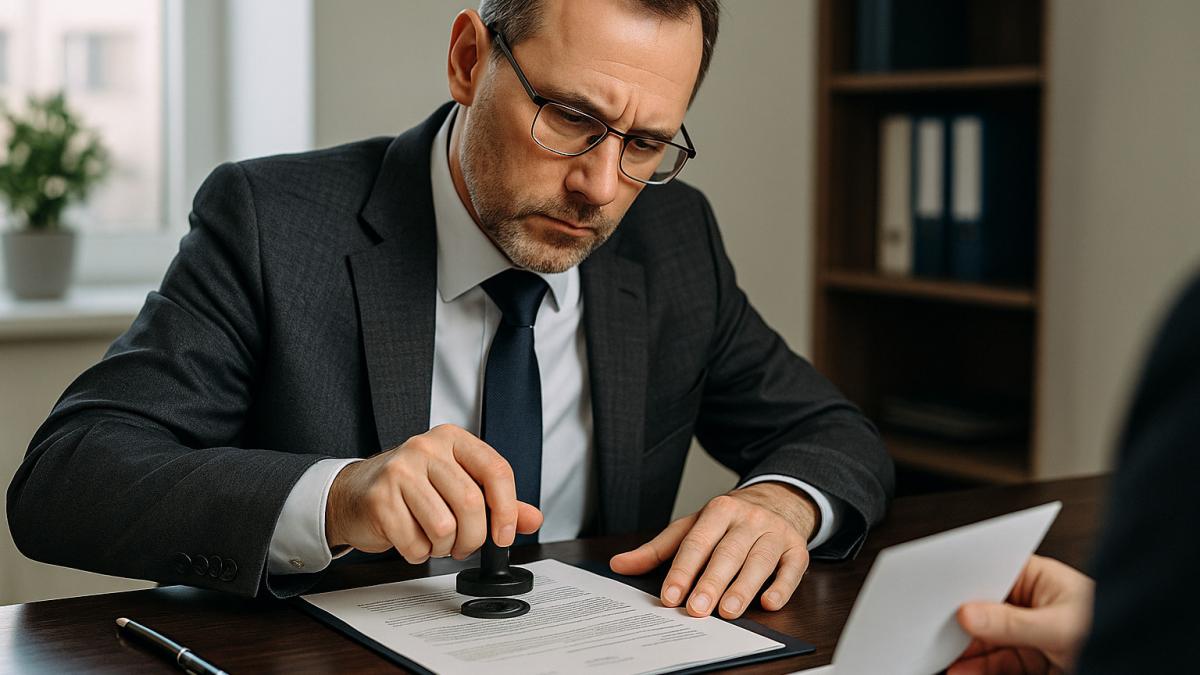 нотариус ставит печать