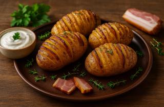 Запечённый картофель гармошкой с грибами сохраняет форму в духовке — повар