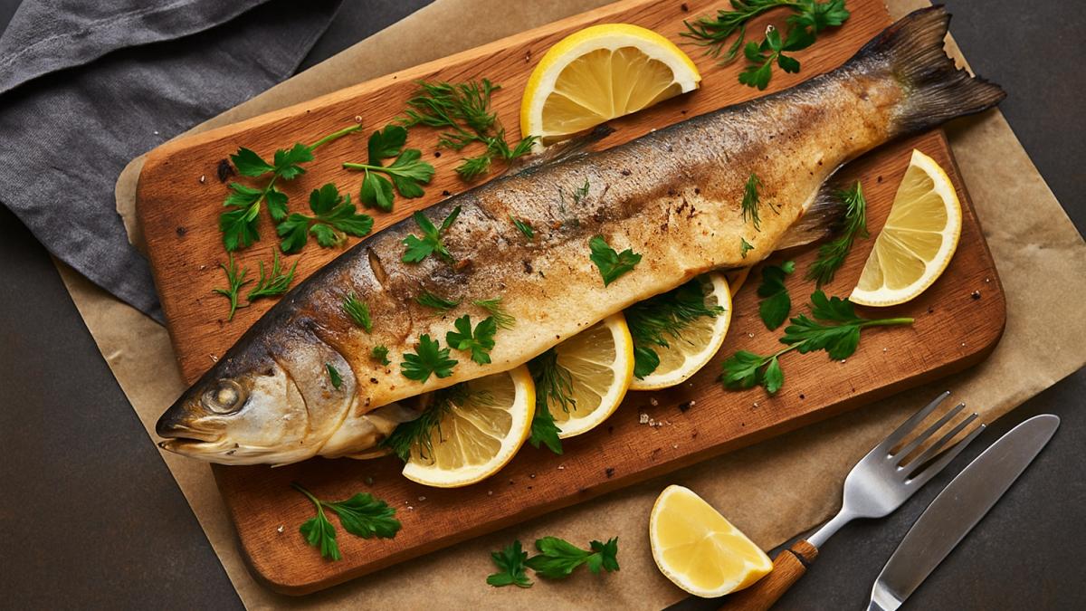 Запечённый сиг с лимоном и зеленью