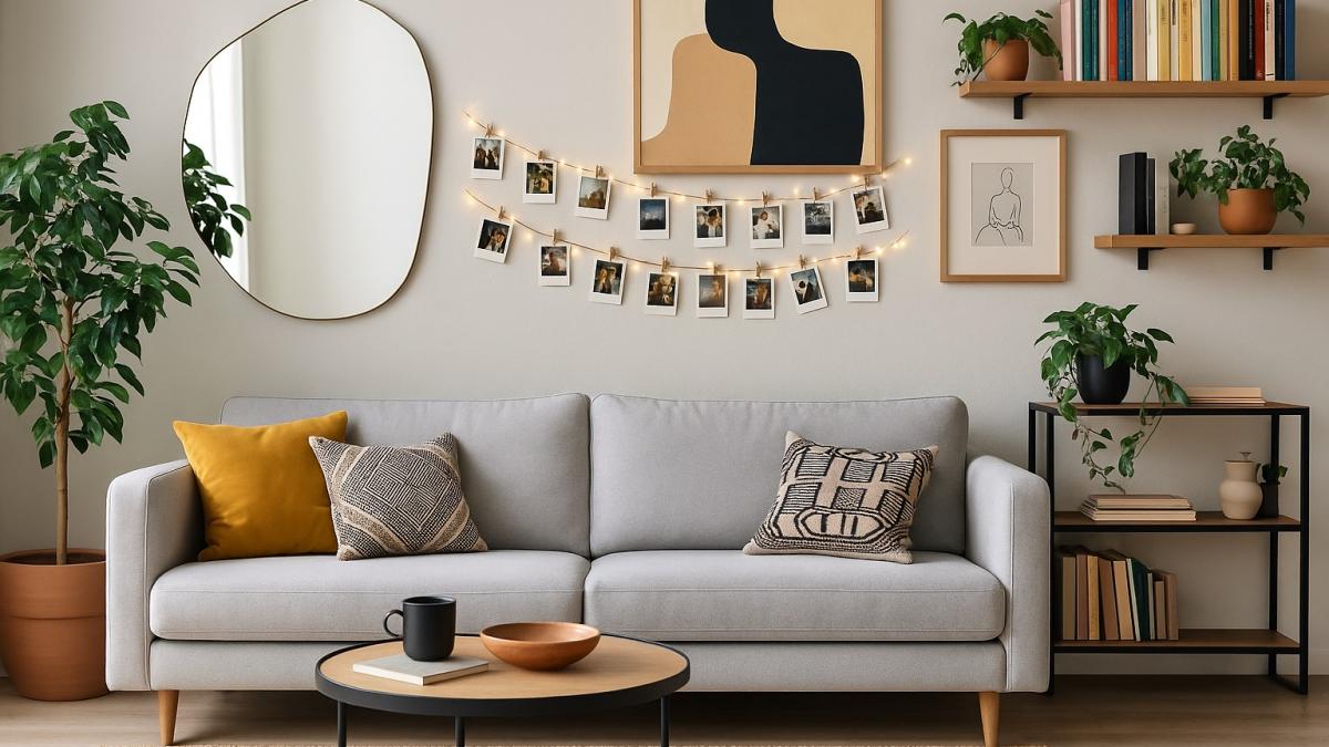 Современный декор стен в гостиной