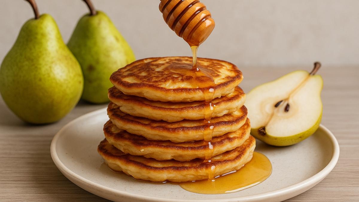 Оладьи с грушей и медом