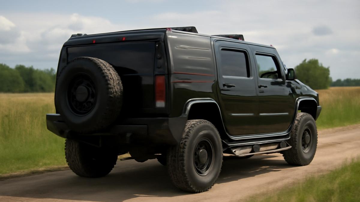 Hummer H2 с запасным колесом на задней стенке