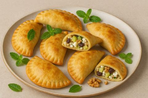 Пирожки из слоёного теста с фаршем и картофелем получаются хрустящими после приготовления