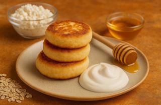 Творог с изюмом и яйцами для сырников на сковороде образует нежную текстуру при правильном замесе