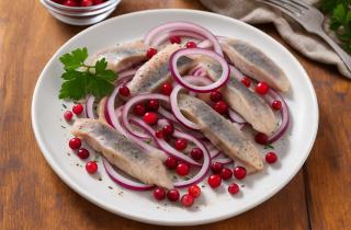 Маринованная селёдка с луком и лёгкой заливкой маринуется в холодильнике — повар