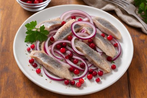 Маринованная селёдка с луком и лёгкой заливкой маринуется в холодильнике — повар