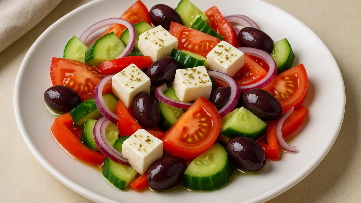 Греческий салат с оливками и фетой