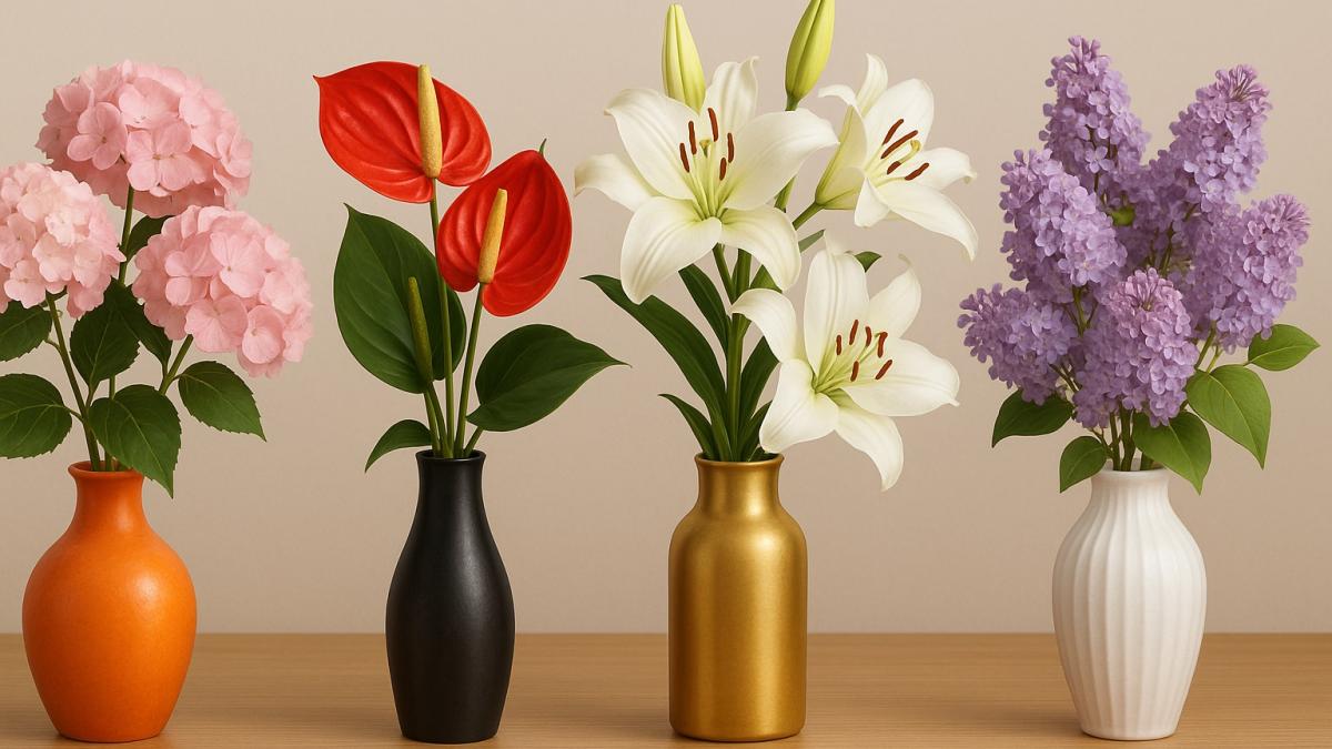 Цветы в разных вазах