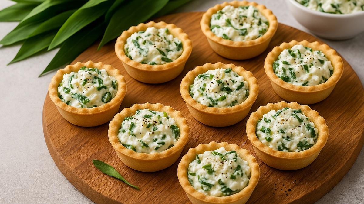 Тарталетки с козьим сыром и черемшой