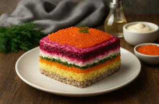 Сельдь под шубой с отварным яйцом и без моркови сохраняет узнаваемый вкус — повар