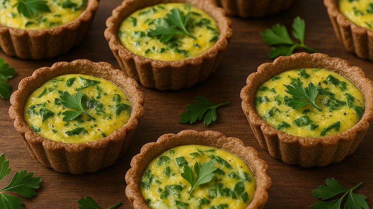 Ржаные тарталетки с омлетом и зеленью