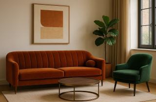 Правило 2:1 создаёт сбалансированную композицию в гостиной