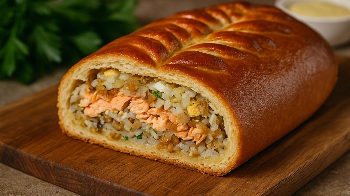 Кулебяка с рыбой и рисом Кулебяка с рыбой и рисом