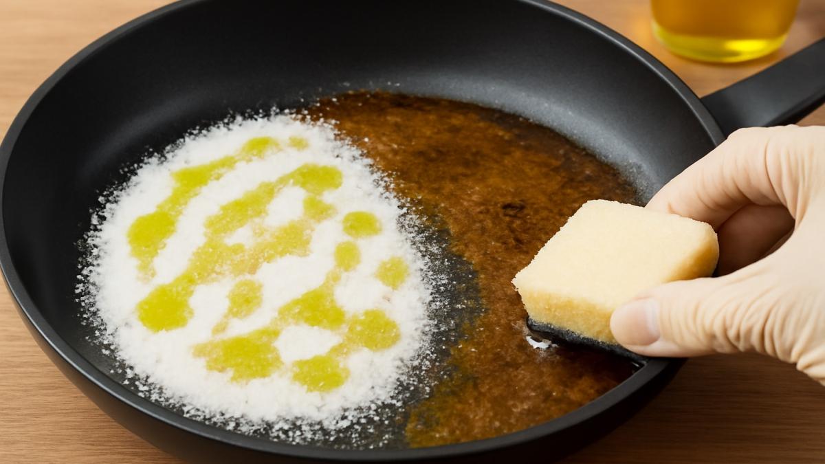 Чистка сковороды от жира