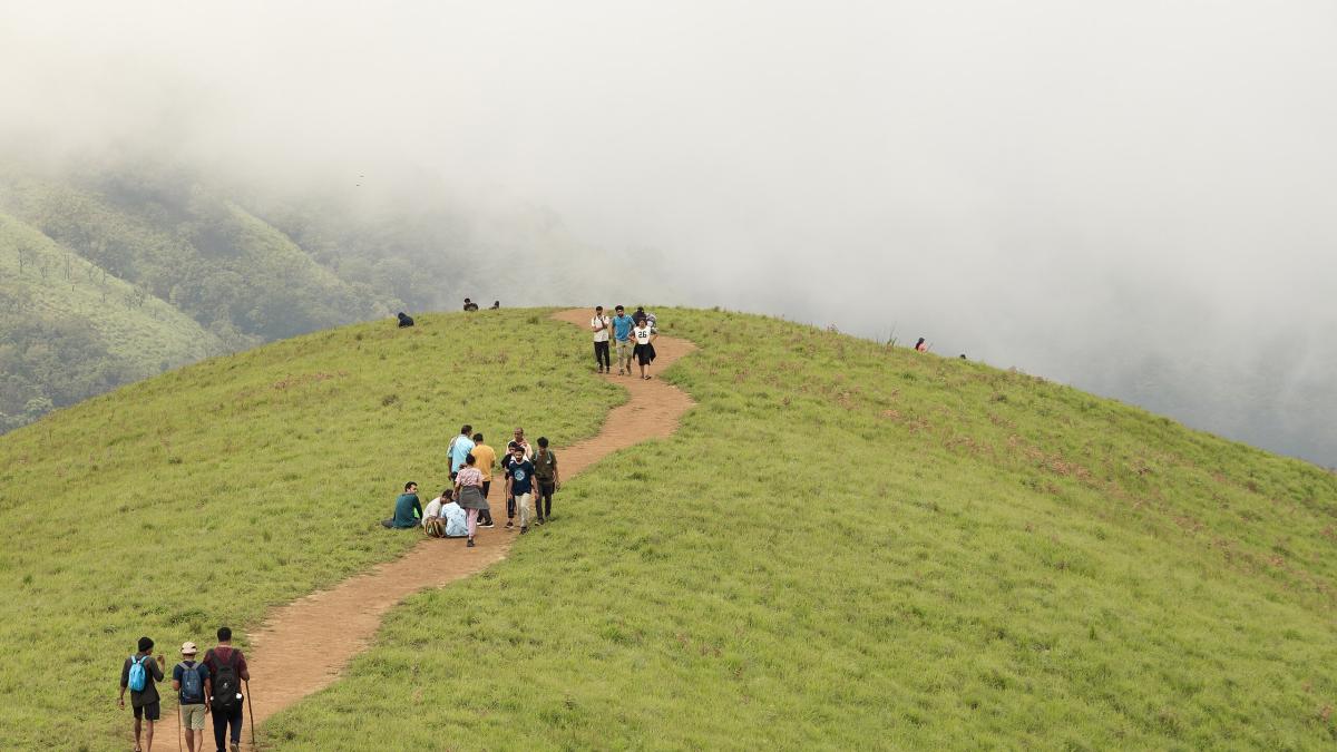 Trekking trail of Netravati peak from the summit