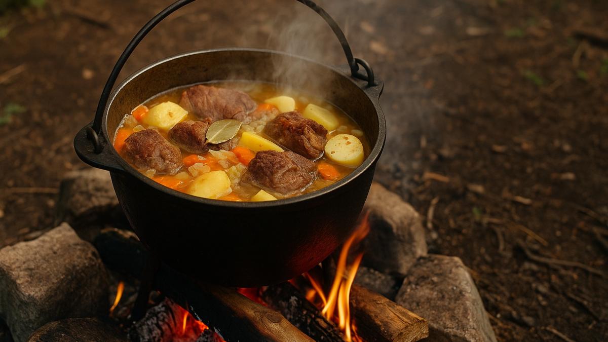 Жаркое из дикого мяса на костре