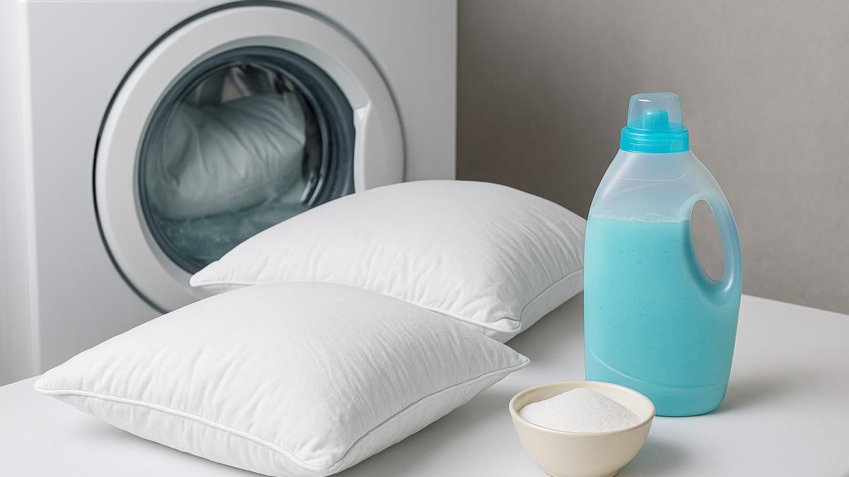 Подушки и стиральная машина
