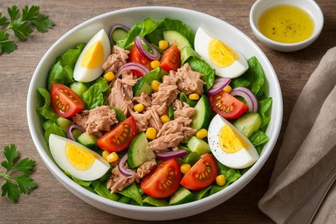 Пошаговый рецепт салата с пастой орзо, тунцом и оливками