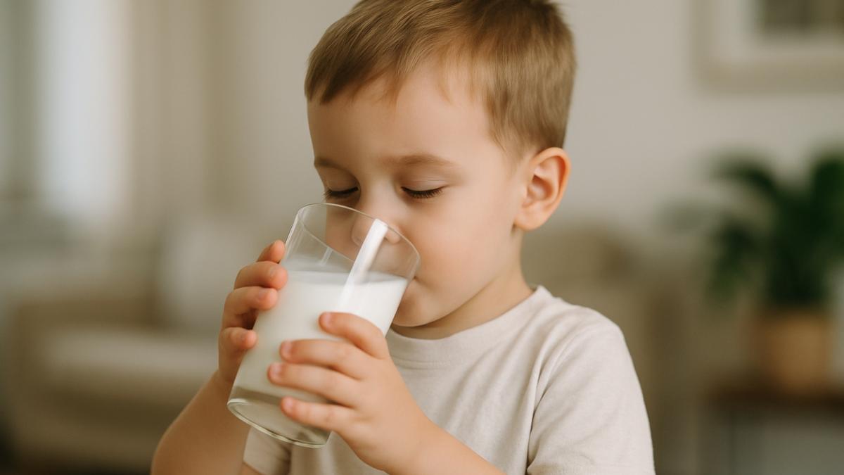 Ребенок пьет молоко