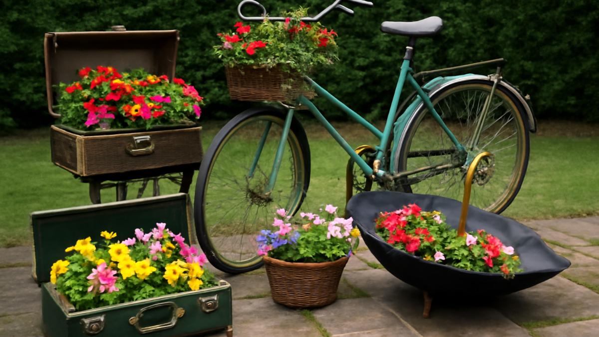 Необычные горшки в саду