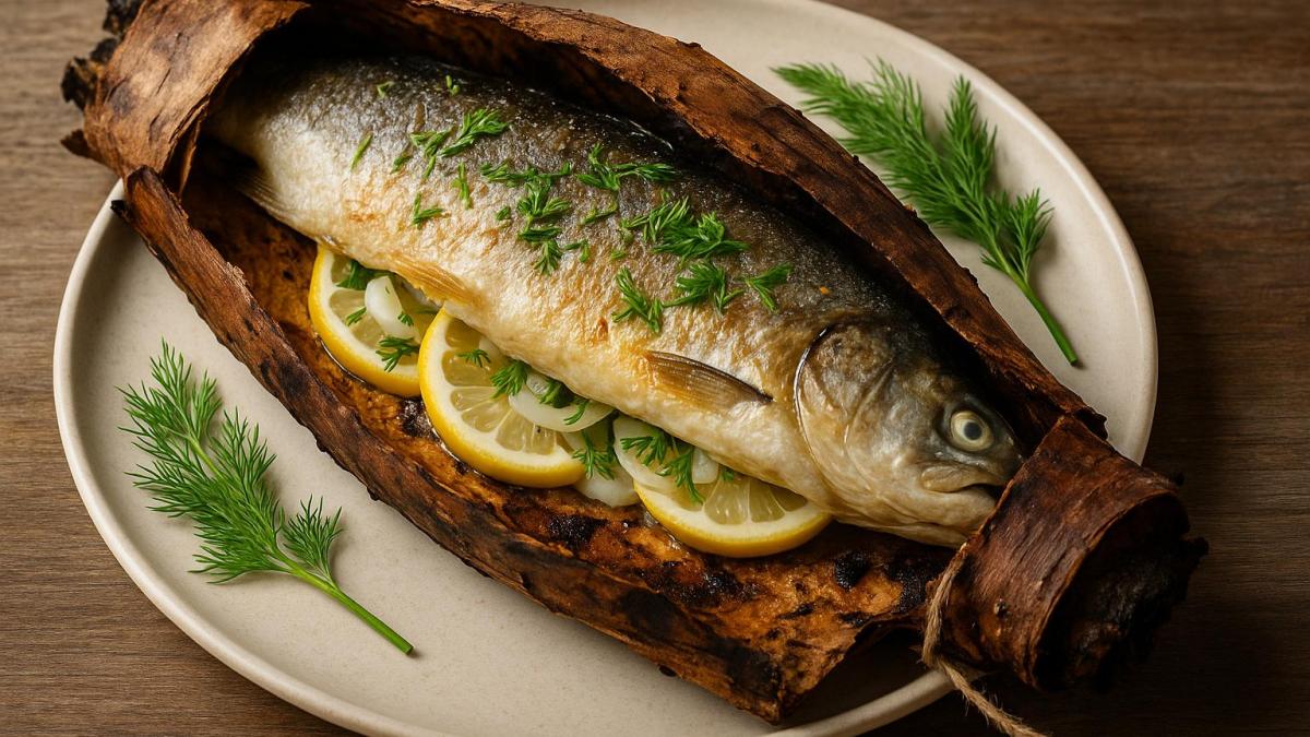 Рыба, запечённая в берестяной коре Рыба, запечённая в берестяной коре