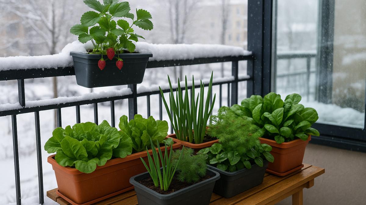 Мини-огород на балконе зимой