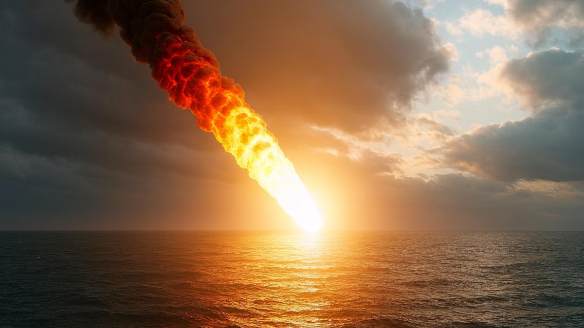 Падение метеорита в океан Падение метеорита в океан