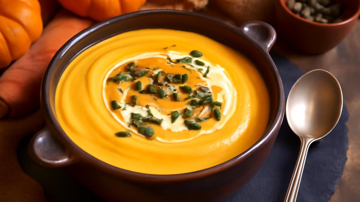 Тыквенно-морковный суп-пюре с сливками