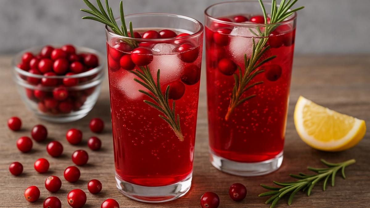 Газированный напиток с клюквой и розмарином