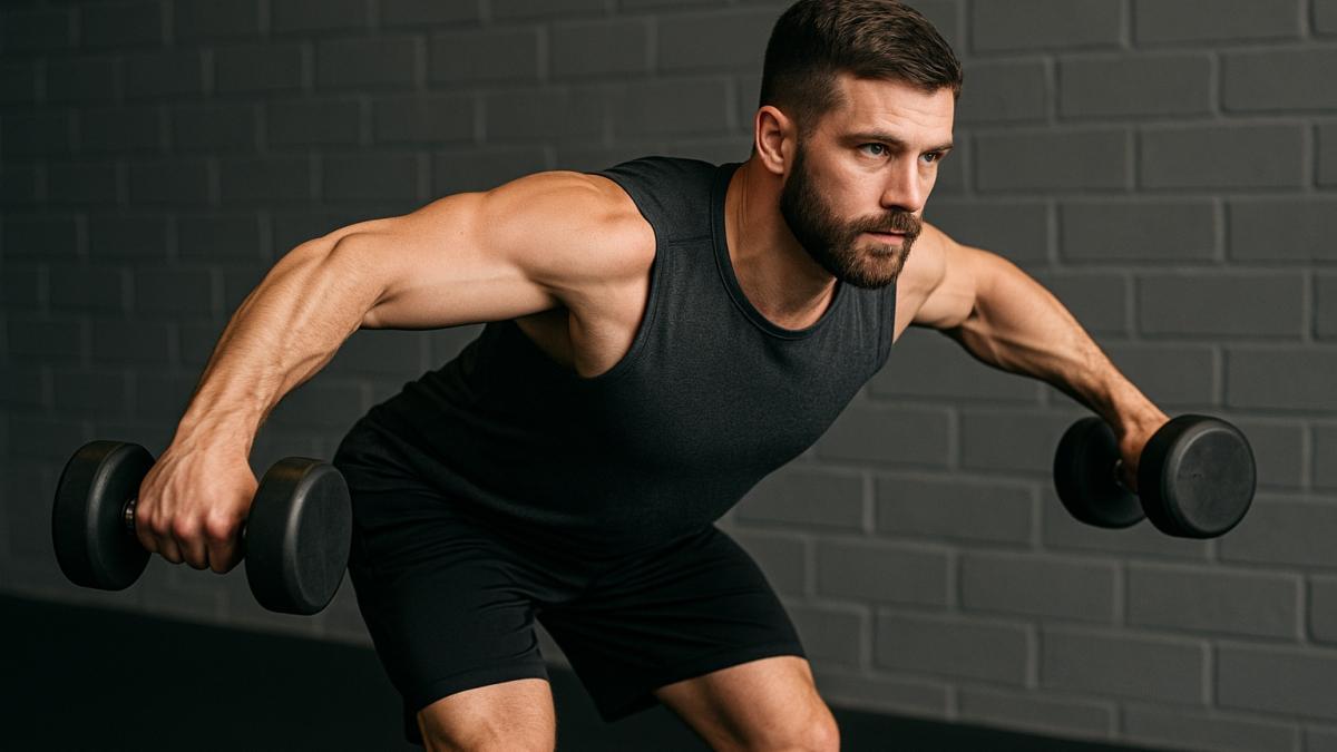 Разведение гантелей в наклоне