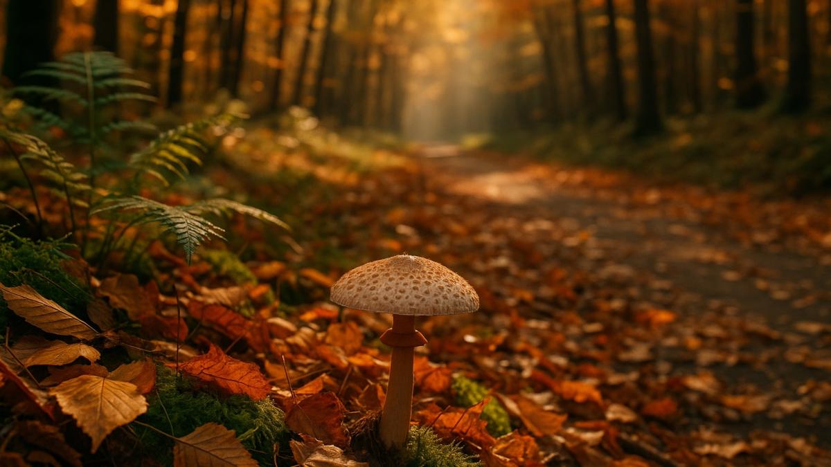 Осенний гриб в лесу