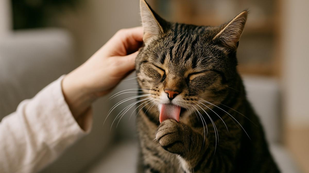 Кошка умывается