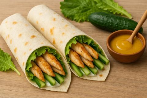 Рулет из лаваша с курицей и сыром получается сочным
