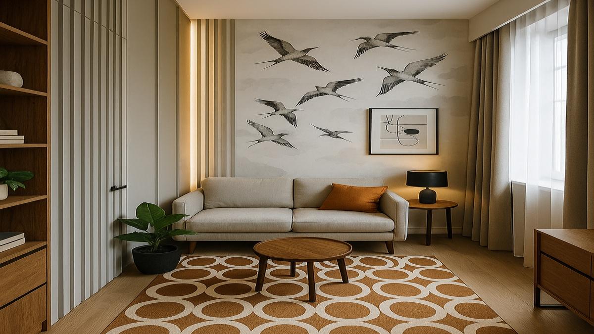 Маленькая комната с динамичным интерьером