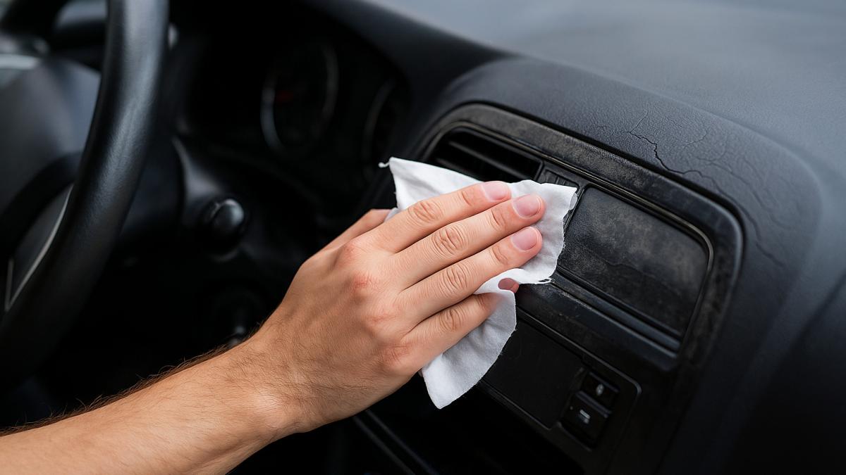 очистка панели салфеткой