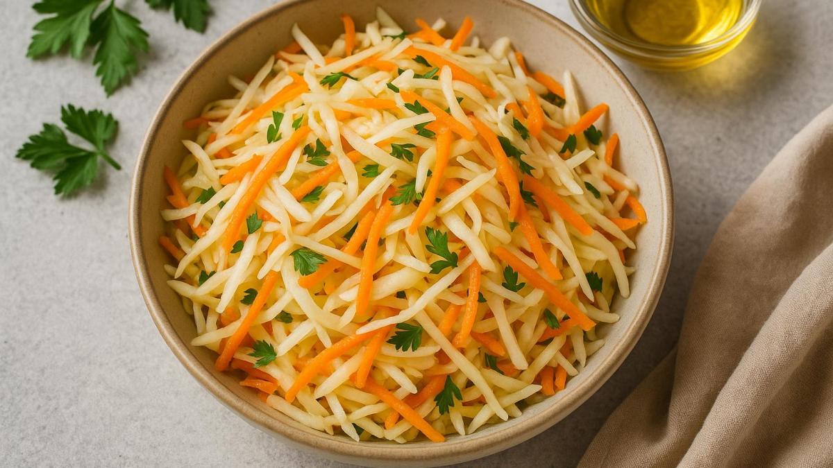 Салат из свежей капусты и моркови с уксусом
